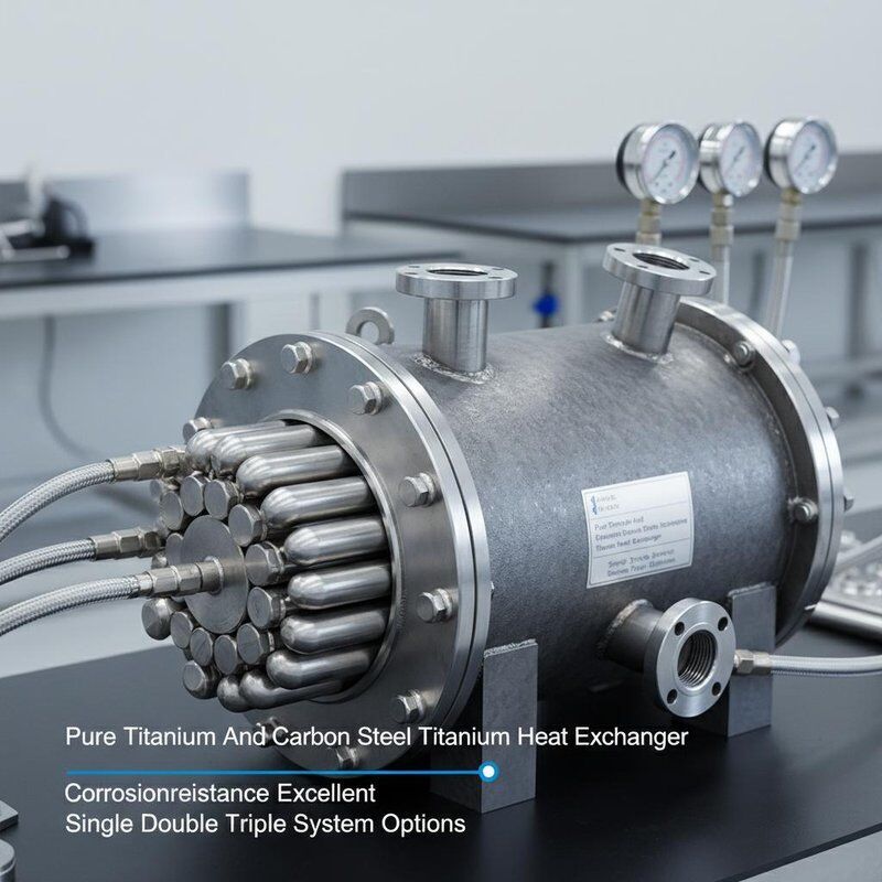Titanium murni dan baja karbon Titanium penukar panas dengan ketahanan korosi yang sangat baik dan opsi sistem tunggal ganda tiga