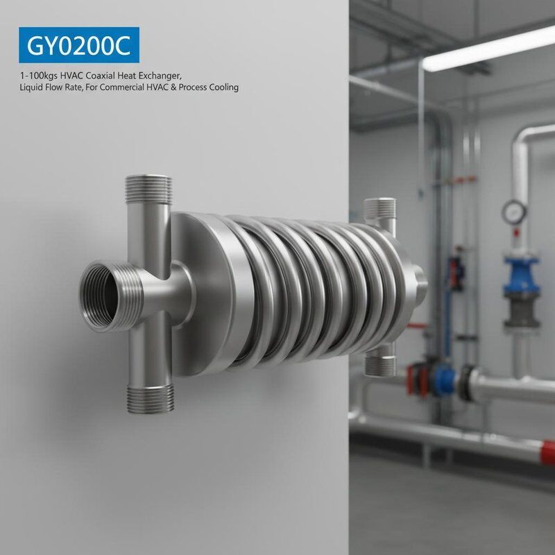 GY0200C Model Coaxial Heat Exchanger dengan aliran cairan 1 sampai 100 kg untuk sistem HVAC komersial