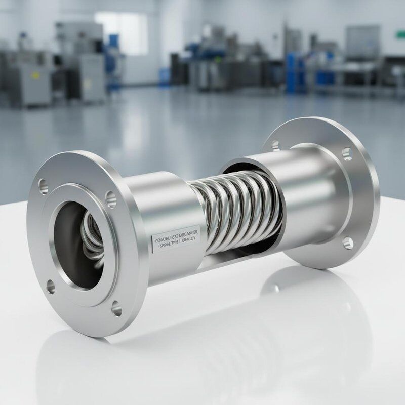Flanged HVAC Coaxial Heat Exchanger dengan Spiral Twisting Construction dan 140 mm Lebar untuk Transfer Panas Superior