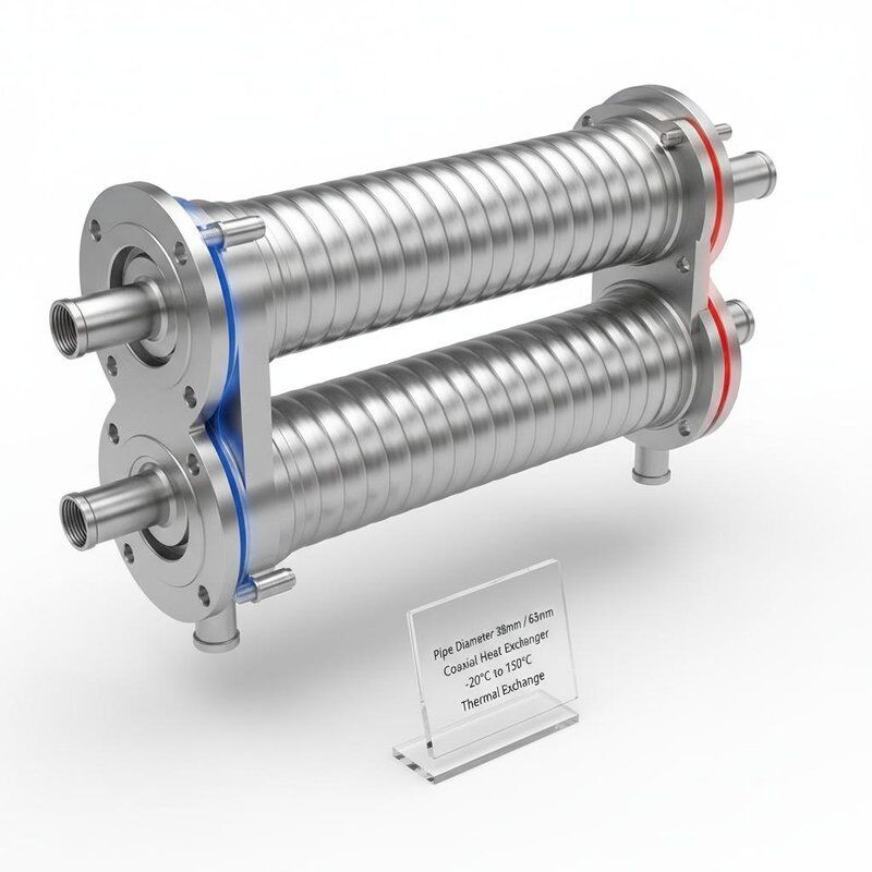 Coaxial Heat Exchanger dengan Spiral Twisting Tube Construction untuk ketahanan korosi yang tinggi dan diameter pipa 38mm/63mm